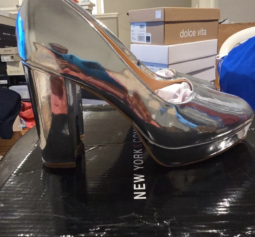 New York & Company Silver Platform Pumps